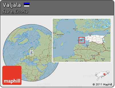Savanna Style Location Map of Valjala, highlighted country, highlighted parent region, hill shading