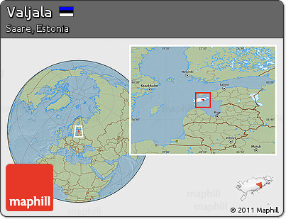 Savanna Style Location Map of Valjala, highlighted parent region, hill shading