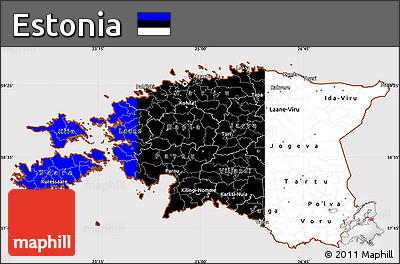 Flag Simple Map of Estonia, flag rotated