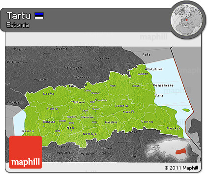 Physical 3D Map of Tartu, darken, desaturated