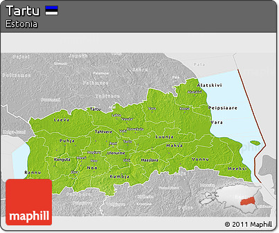 Physical 3D Map of Tartu, lighten, desaturated