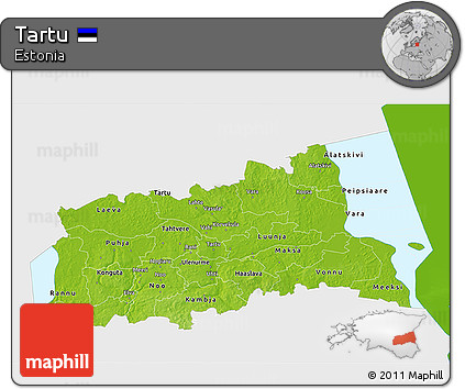 Physical 3D Map of Tartu, single color outside