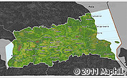 Satellite 3D Map of Tartu, darken, desaturated