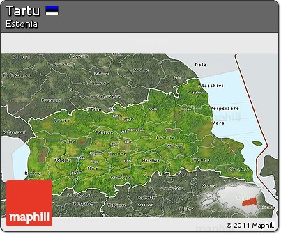 Satellite 3D Map of Tartu, semi-desaturated