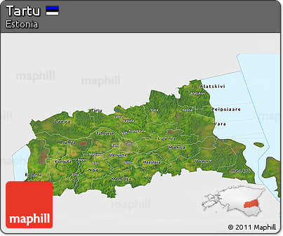 Satellite 3D Map of Tartu, single color outside