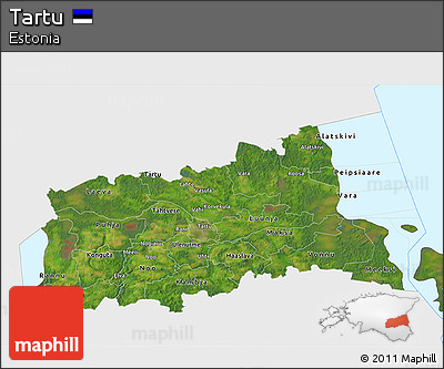 Satellite 3D Map of Tartu, single color outside