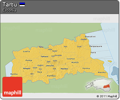 Savanna Style 3D Map of Tartu, single color outside