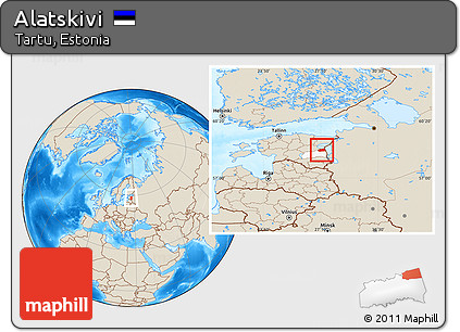 Shaded Relief Location Map of Alatskivi, highlighted parent region