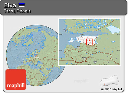 Savanna Style Location Map of Elva, highlighted country, hill shading
