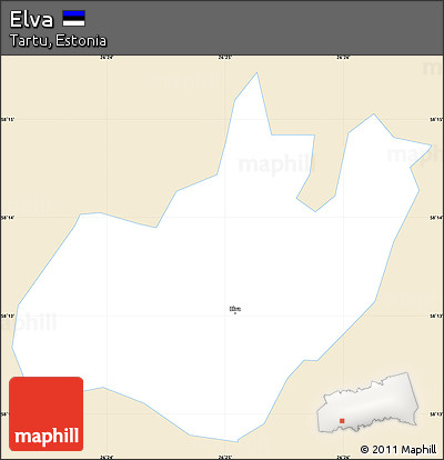 Classic Style Simple Map of Elva, single color outside