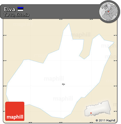 Classic Style Simple Map of Elva, single color outside