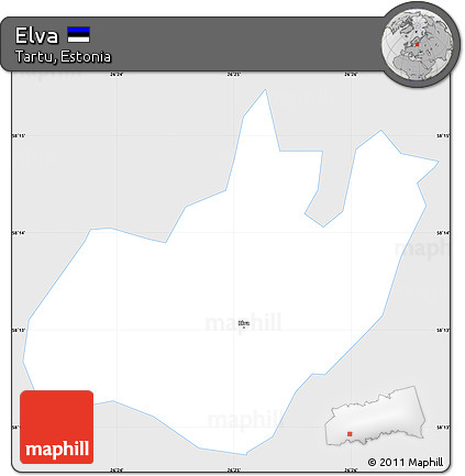 Silver Style Simple Map of Elva, single color outside