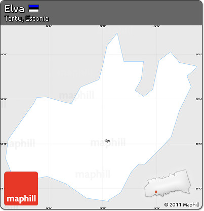 Silver Style Simple Map of Elva, single color outside