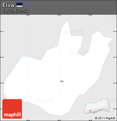 Silver Style Simple Map of Elva, single color outside