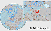 Gray Location Map of Haaslava, highlighted parent region, hill shading