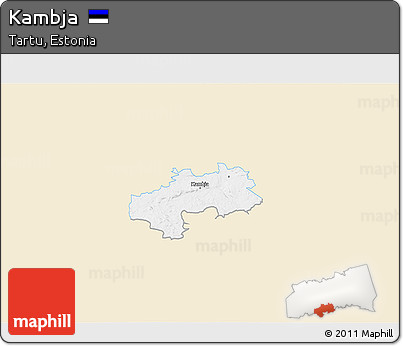 Classic Style 3D Map of Kambja, single color outside