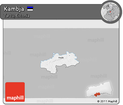 Gray 3D Map of Kambja, single color outside