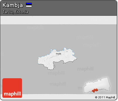 Gray 3D Map of Kambja, single color outside