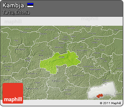 Physical 3D Map of Kambja, semi-desaturated