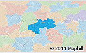 Political 3D Map of Kambja, lighten