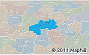 Political 3D Map of Kambja, lighten, semi-desaturated