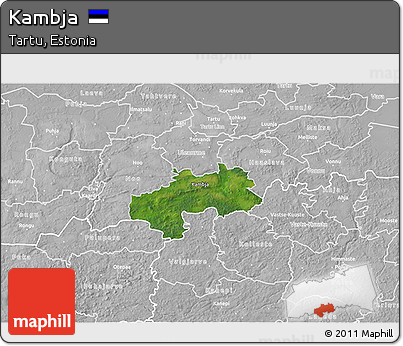 Satellite 3D Map of Kambja, lighten, desaturated