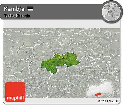 Satellite 3D Map of Kambja, lighten, semi-desaturated