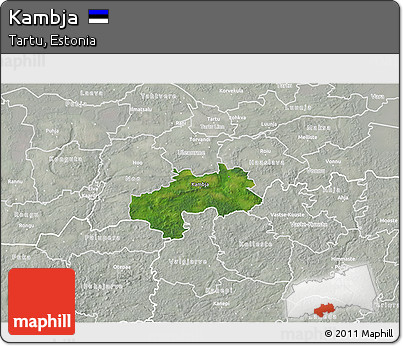 Satellite 3D Map of Kambja, lighten, semi-desaturated