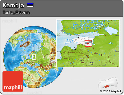 Physical Location Map of Kambja, highlighted country, highlighted parent region