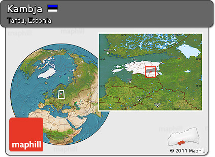 Satellite Location Map of Kambja, highlighted country, highlighted parent region