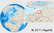 Shaded Relief Location Map of Kambja, highlighted country