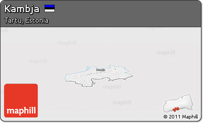 Silver Style Panoramic Map of Kambja, single color outside