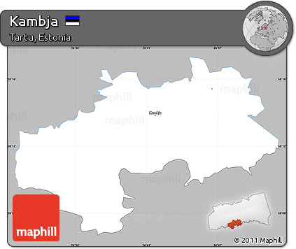 Gray Simple Map of Kambja, single color outside