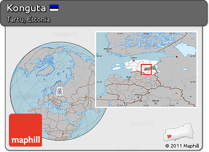 Gray Location Map of Konguta, highlighted country, highlighted parent region, hill shading