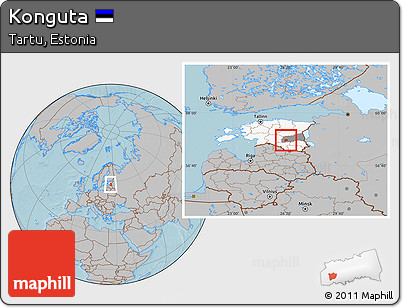 Gray Location Map of Konguta, highlighted country, highlighted parent region, hill shading