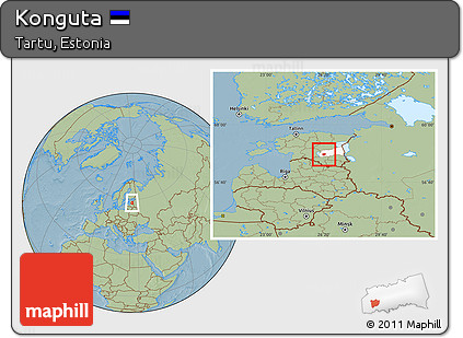Savanna Style Location Map of Konguta, highlighted parent region, hill shading