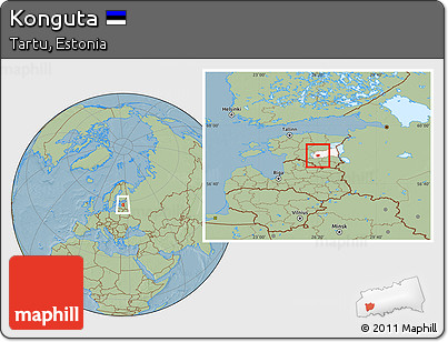 Savanna Style Location Map of Konguta, highlighted parent region, hill shading