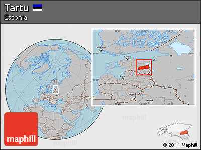 Gray Location Map of Tartu, hill shading