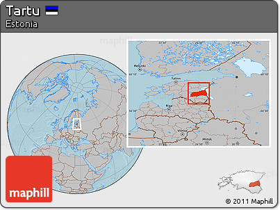Gray Location Map of Tartu, hill shading