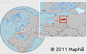 Gray Location Map of Tartu, hill shading