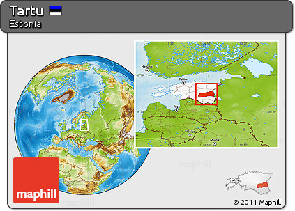 Physical Location Map of Tartu, highlighted country
