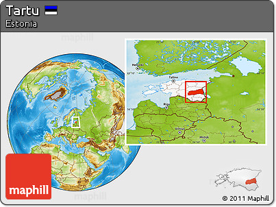 Physical Location Map of Tartu, highlighted country