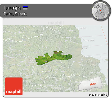Satellite 3D Map of Luunja, lighten