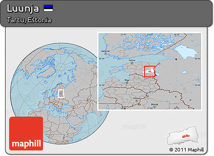 Gray Location Map of Luunja, highlighted parent region, hill shading