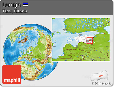 Physical Location Map of Luunja, highlighted country, highlighted parent region, within the entire country
