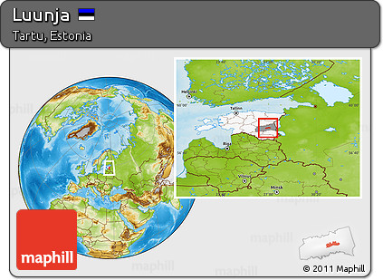 Physical Location Map of Luunja, highlighted country, highlighted parent region
