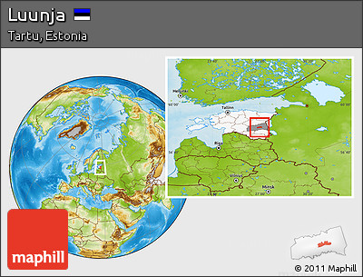 Physical Location Map of Luunja, highlighted country, highlighted parent region