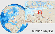 Shaded Relief Location Map of Luunja, highlighted country, highlighted parent region
