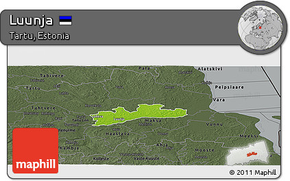 Physical Panoramic Map of Luunja, darken, semi-desaturated
