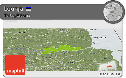 Physical Panoramic Map of Luunja, semi-desaturated